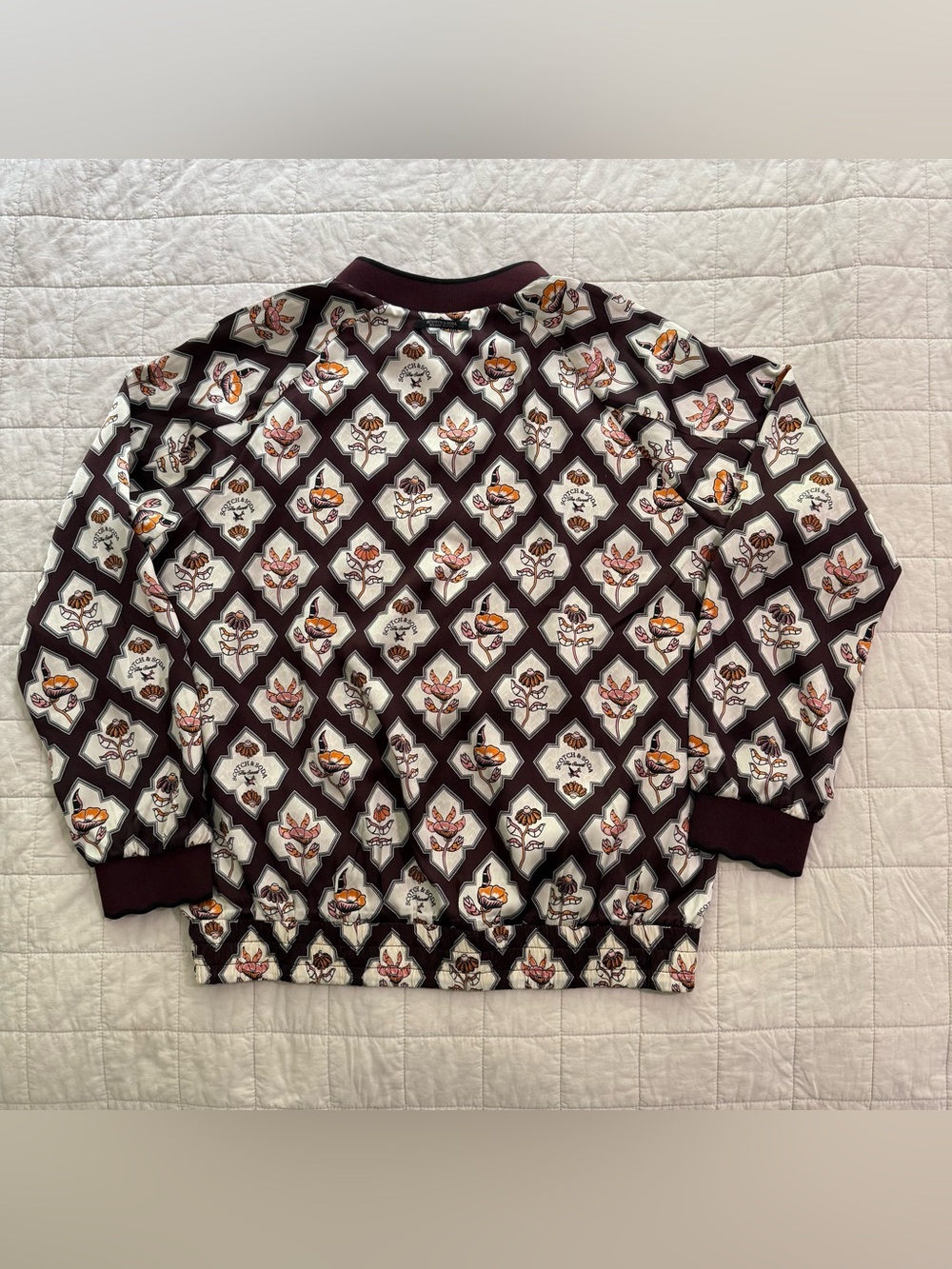 Scotch & Soda Burgundy Floral Zip-Up Bomber - Picture 2 of 6